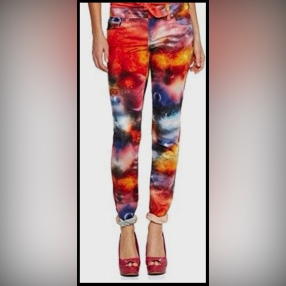 NWOT ✮ L'Amour Nanette Lepore Stretch Denim Multicolored Legging Galaxy Universe - Picture 1 of 9